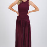 Vestido mesh largo drapeado