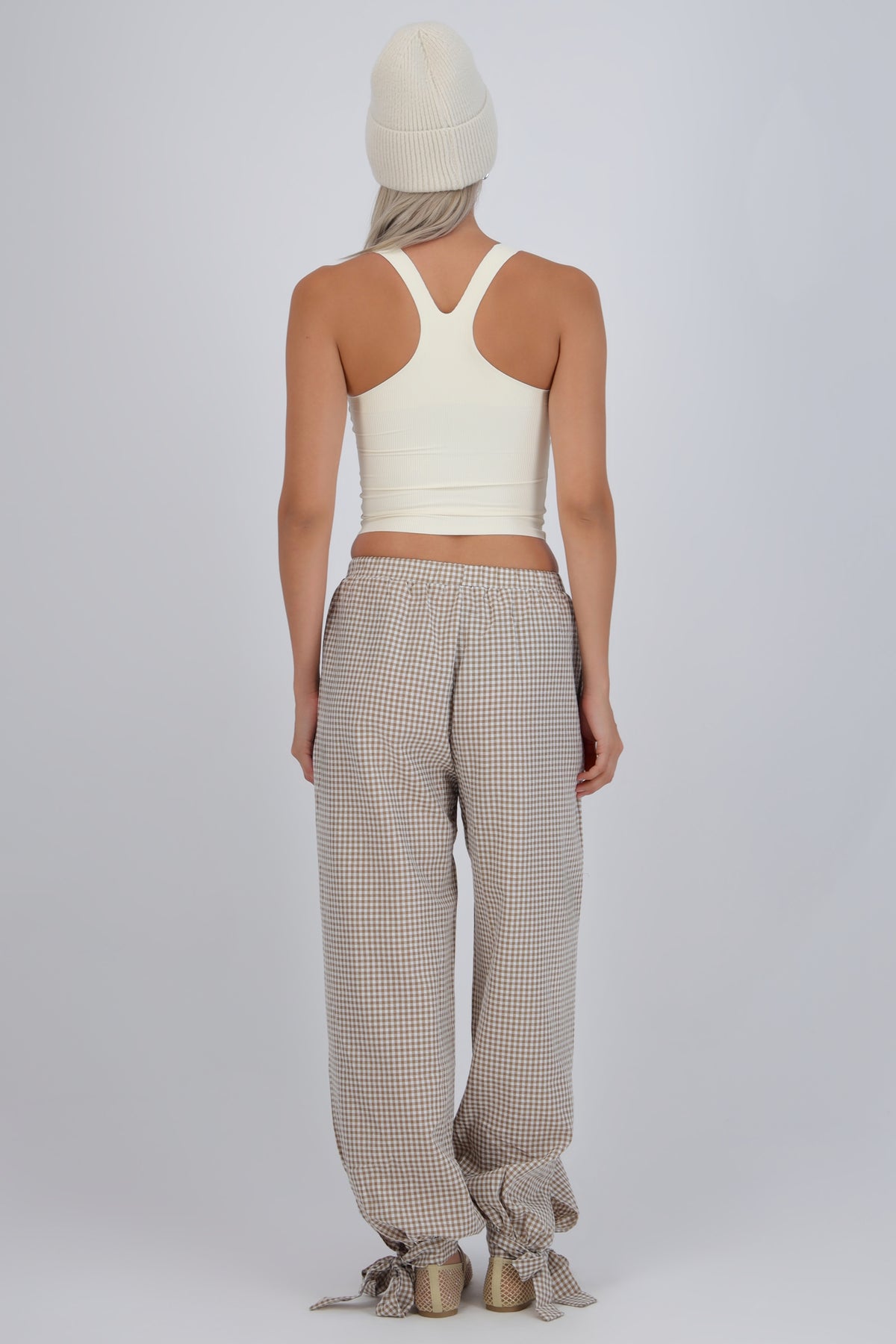 Pantalón globo gingham CAFE COMBO