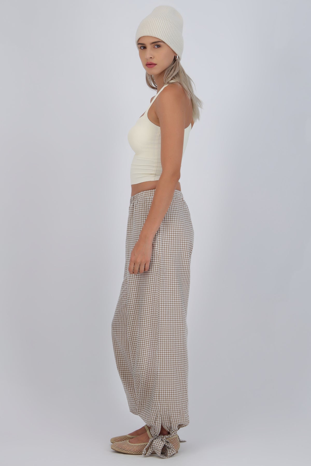 Pantalón globo gingham CAFE COMBO
