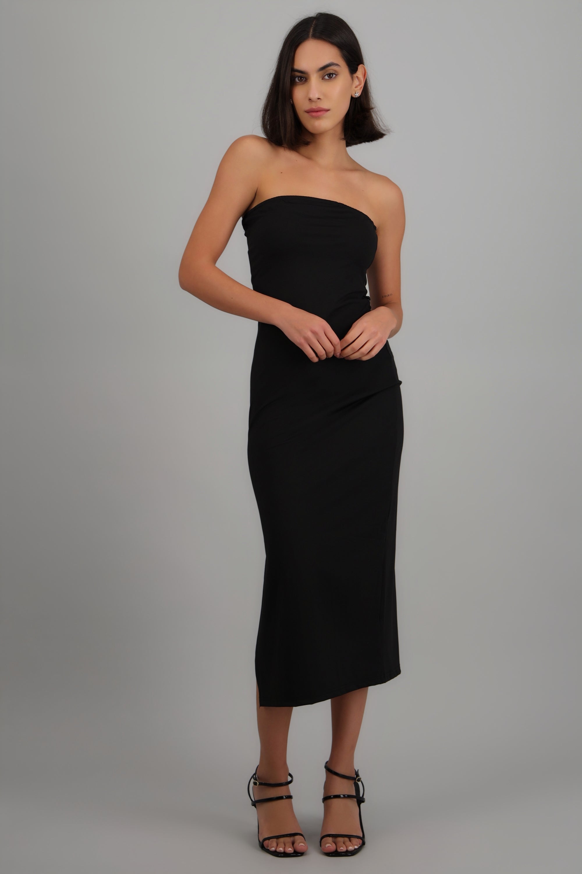 Vestido straple licra NEGRO
