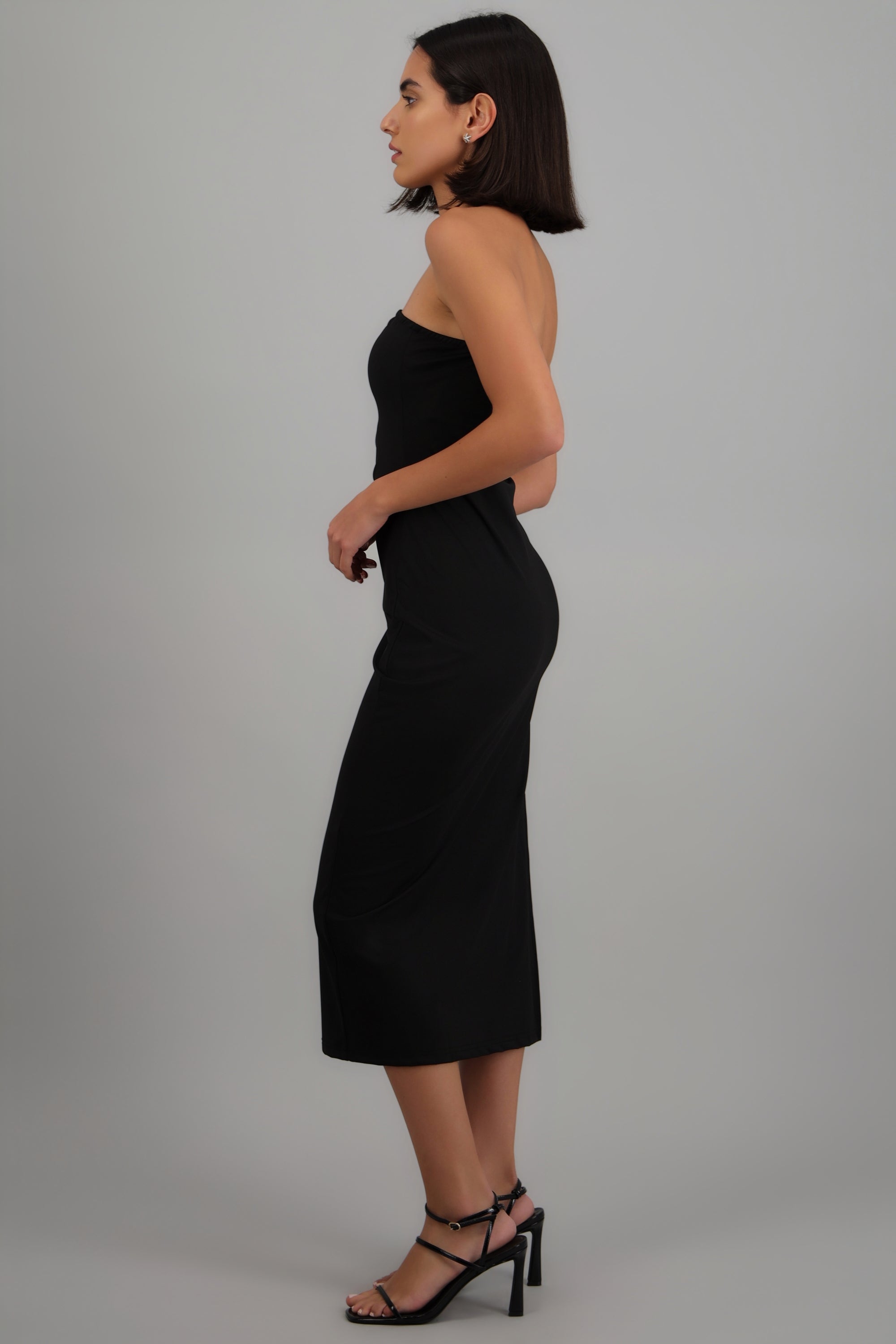 Vestido straple licra NEGRO