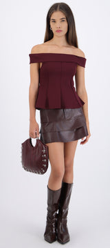 Falda doble olan PU
