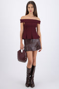 Falda doble olan PU