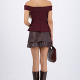 Falda doble olan PU