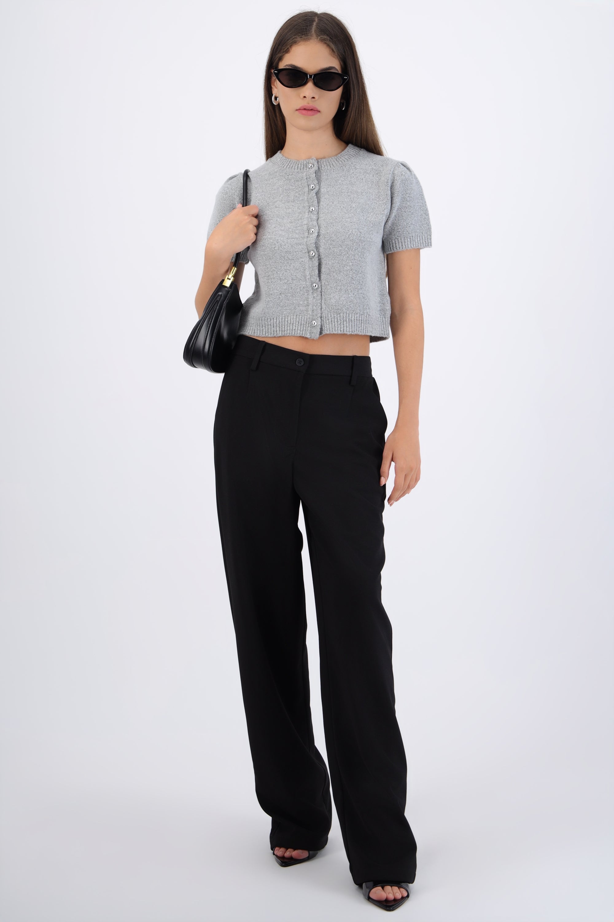 Pantalon recto liso NEGRO