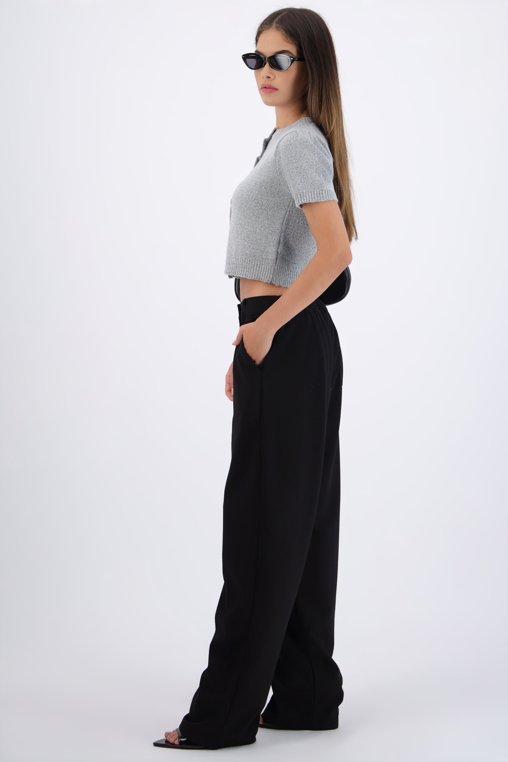 Pantalon recto liso NEGRO