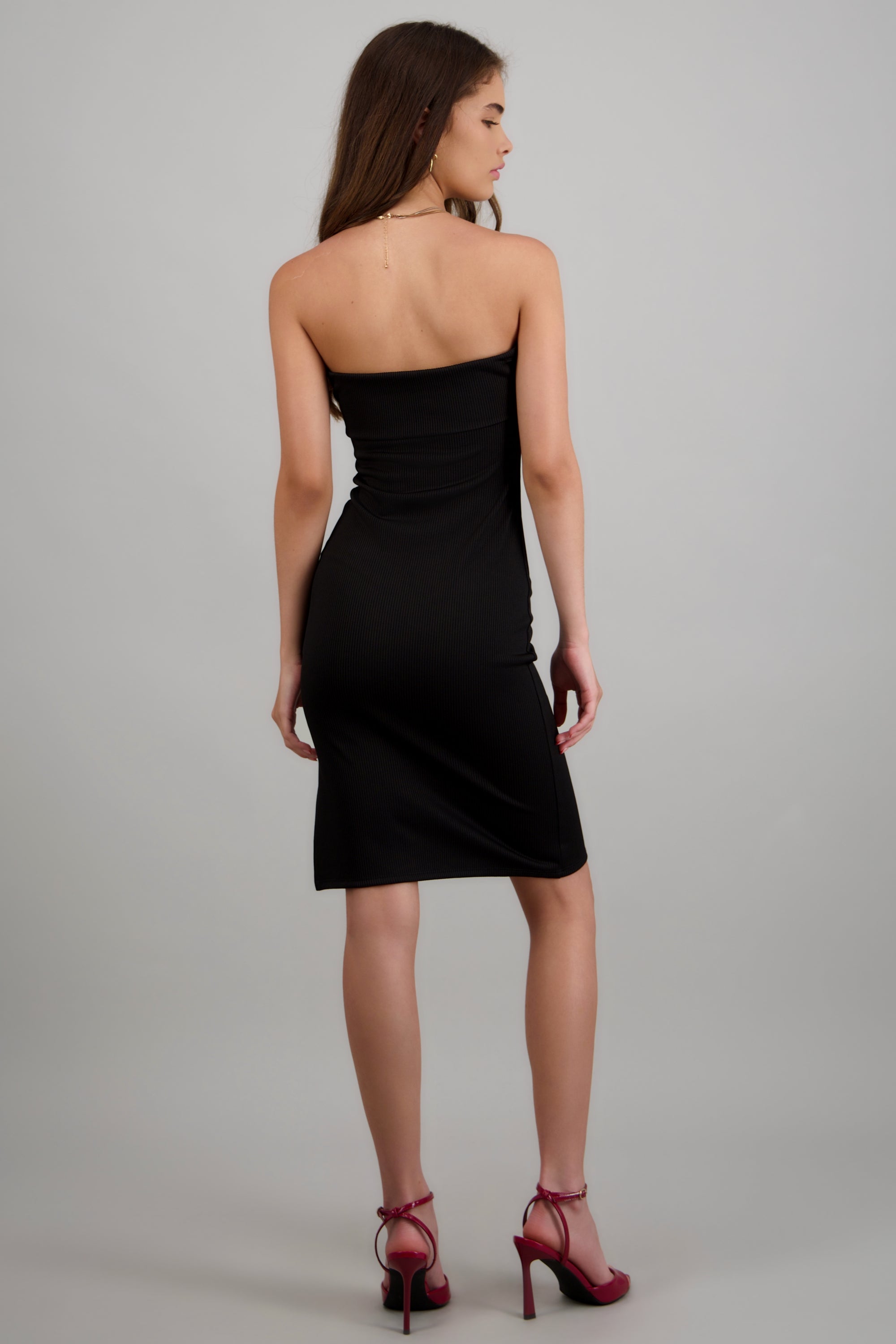Vestido bodycon strapless mini NEGRO