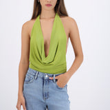 Bodysuit halter cuello cascada