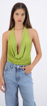 Bodysuit halter cuello cascada