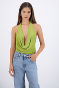 Bodysuit halter cuello cascada