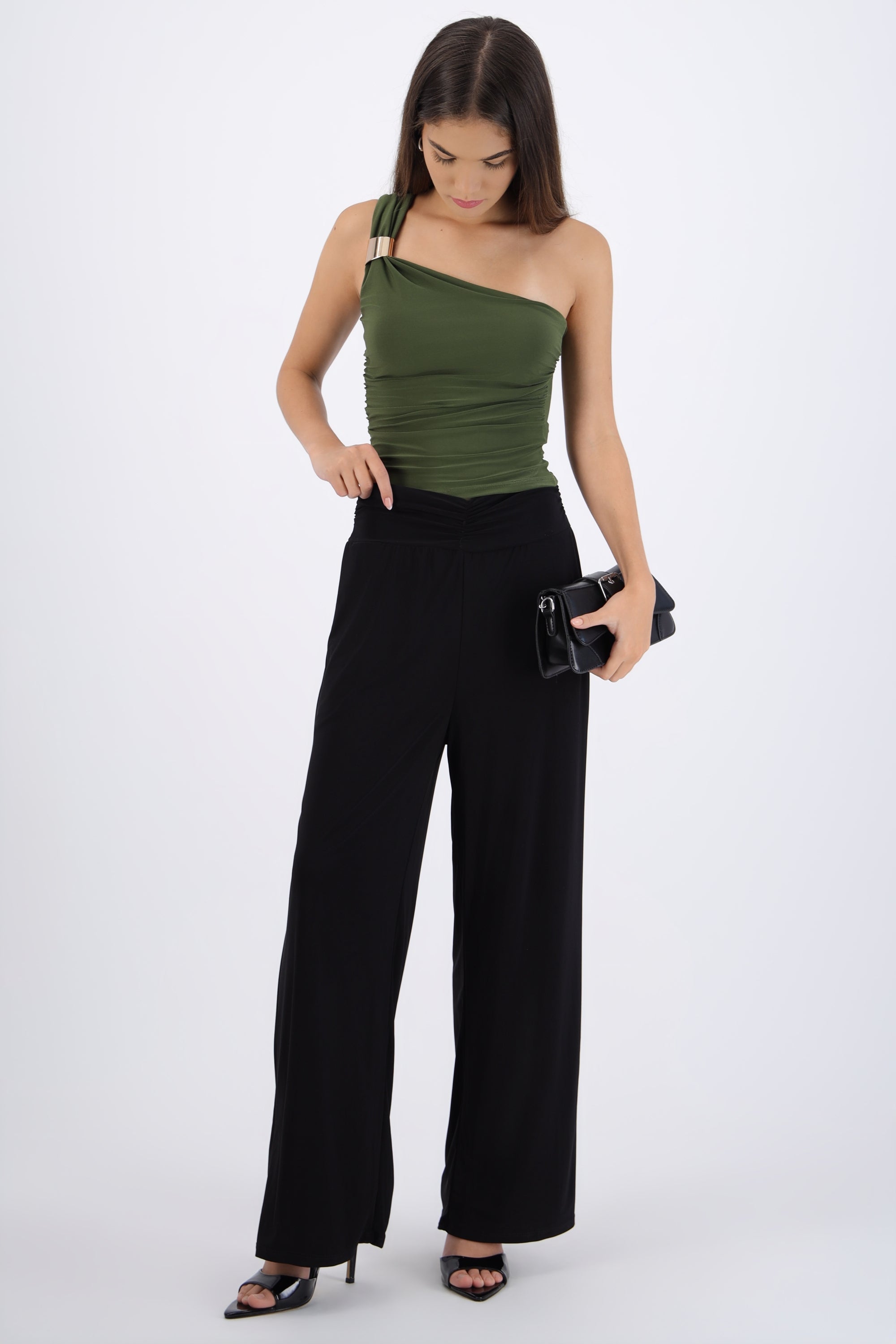 Pantalon wide led detalle pretina NEGRO