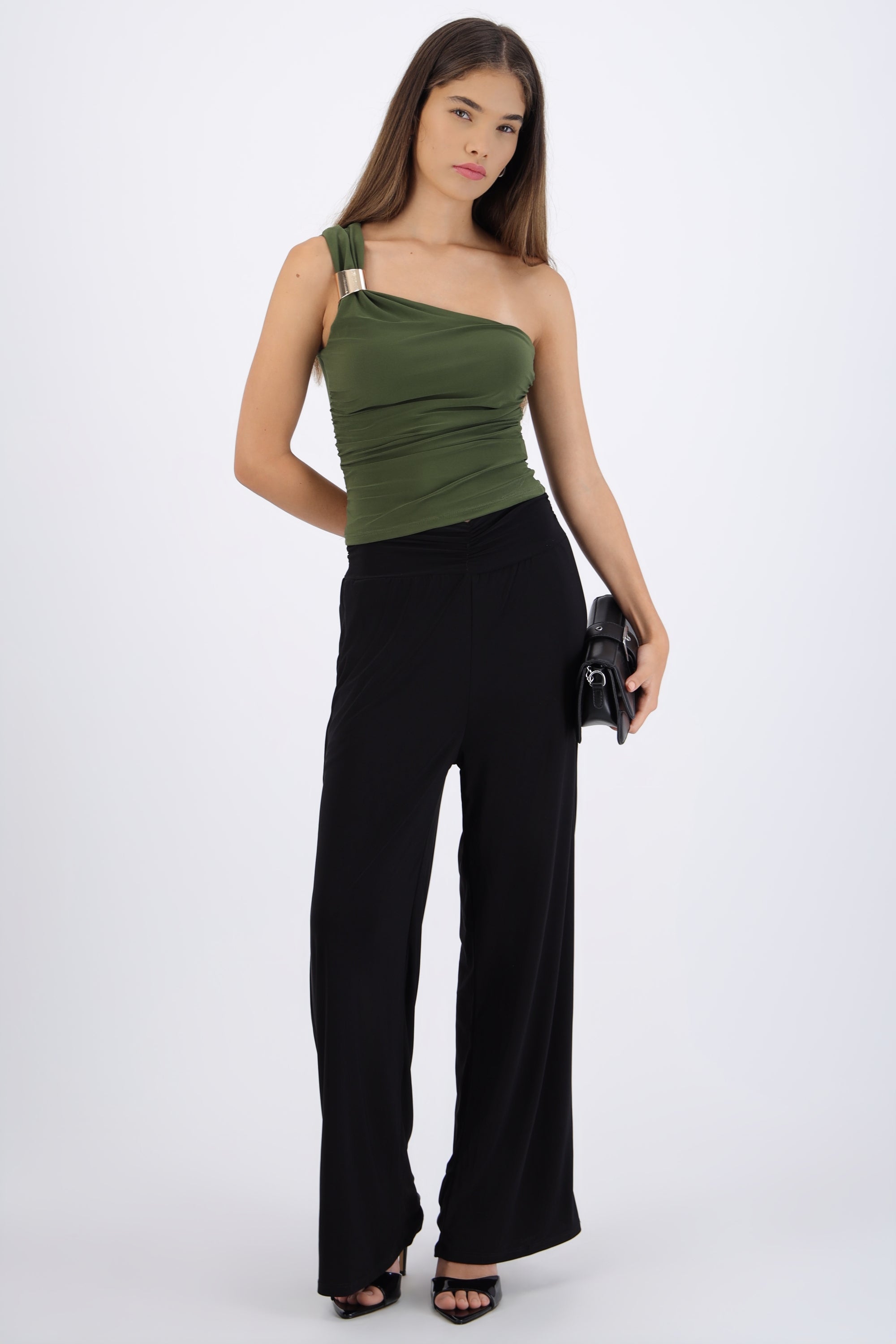 Pantalon wide led detalle pretina NEGRO