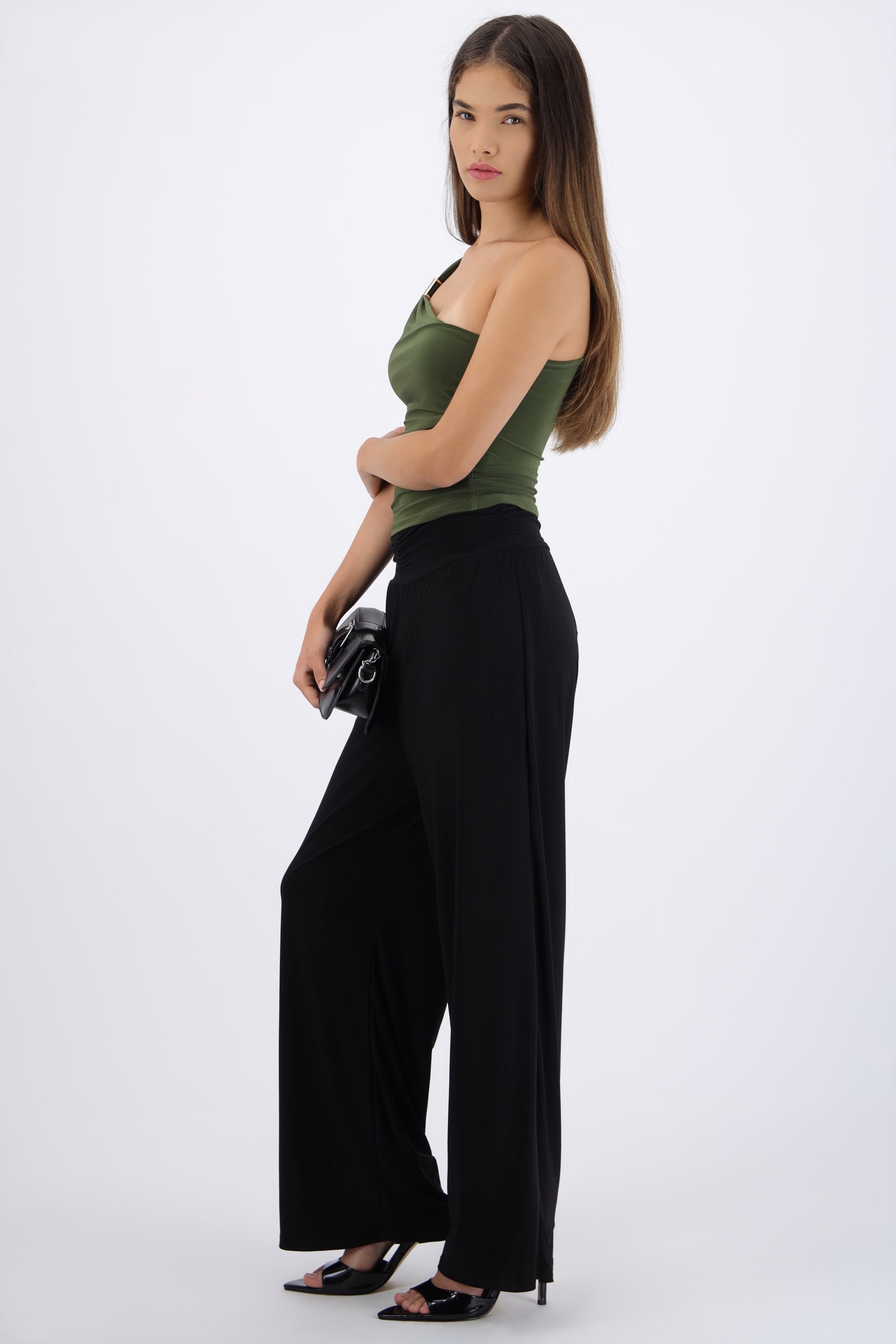 Pantalon wide led detalle pretina NEGRO