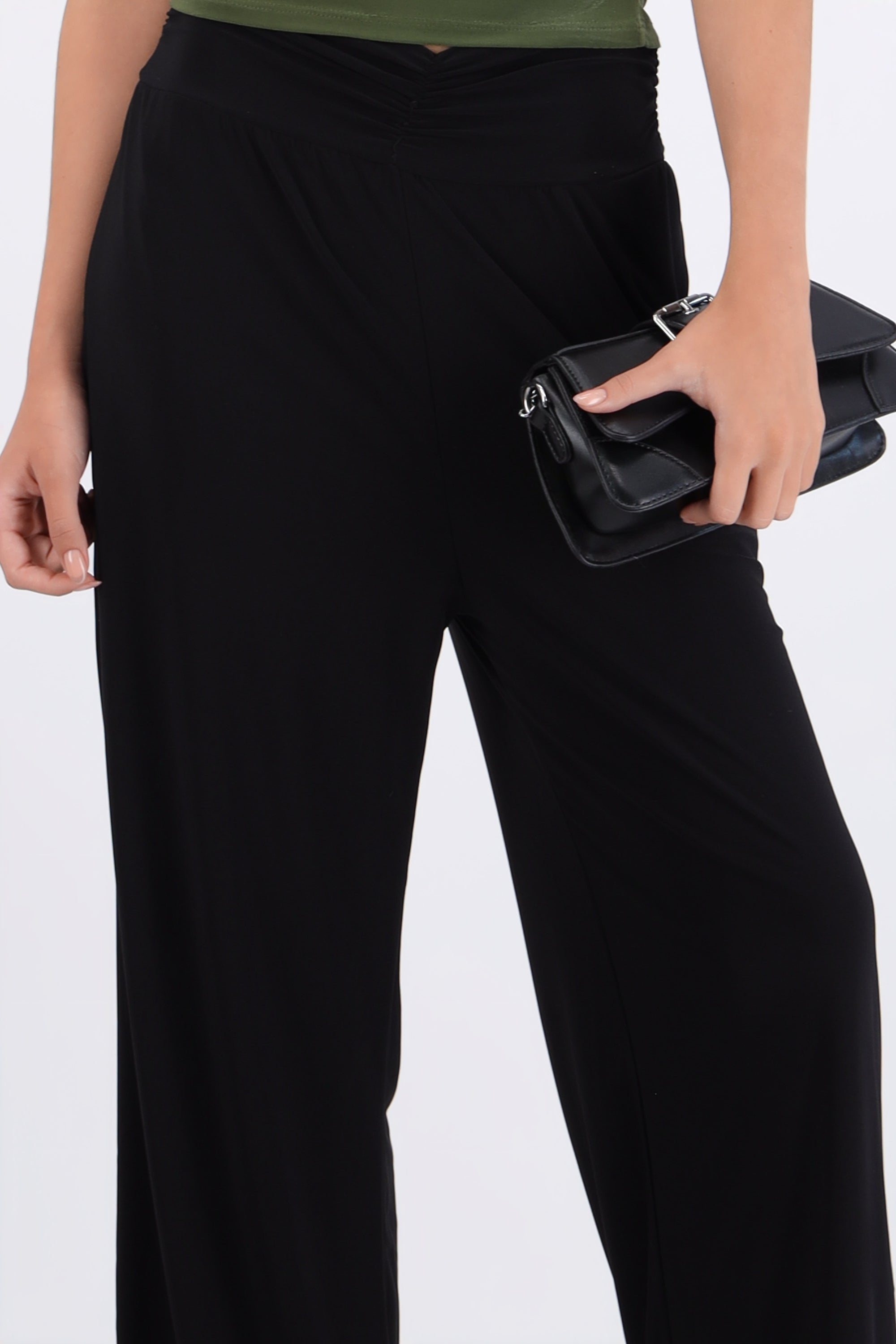 Pantalon wide led detalle pretina NEGRO