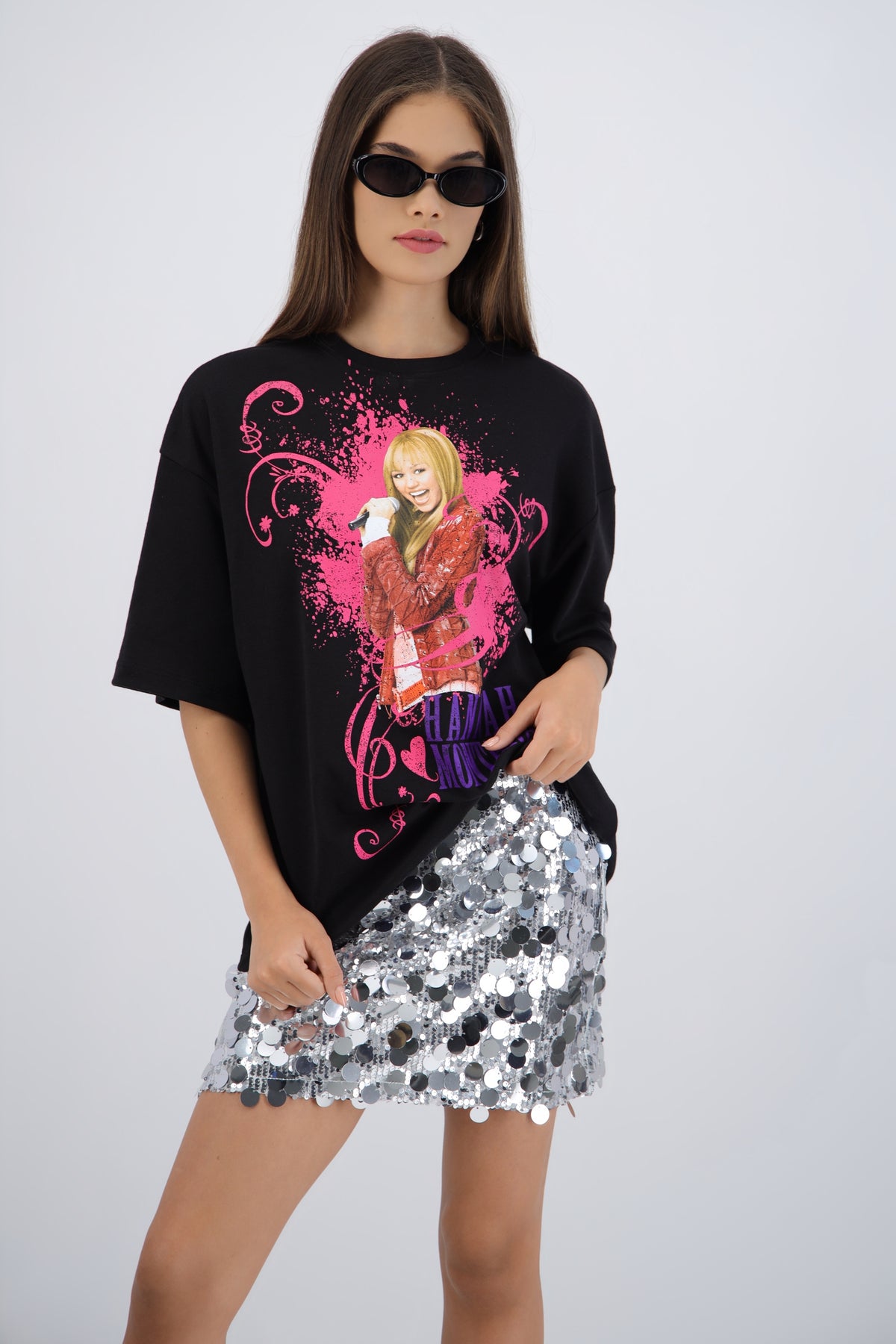 Playera hannah montana desgaste NEGRO