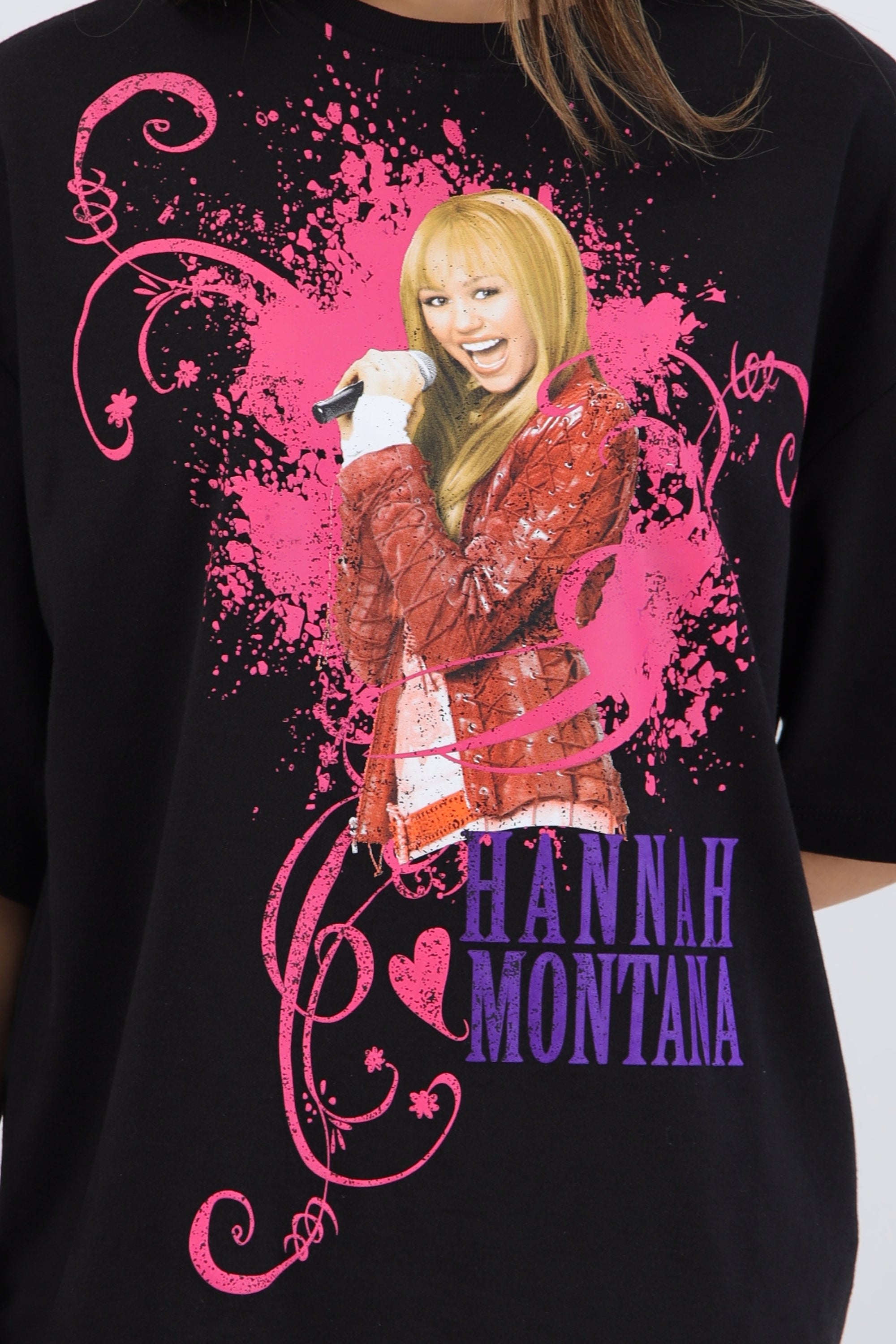 Playera hannah montana desgaste NEGRO