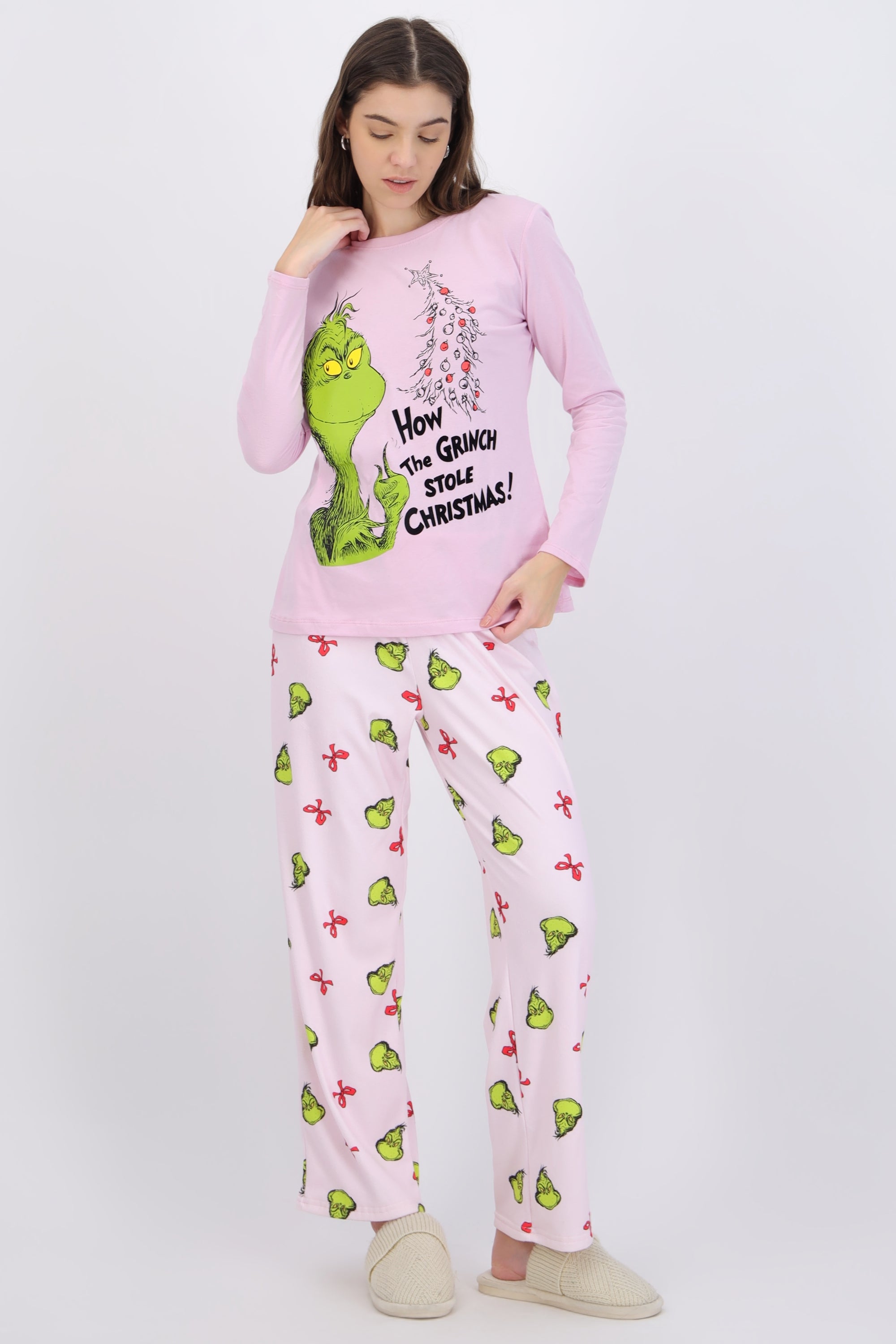 Pijama manga larga grinch arbol