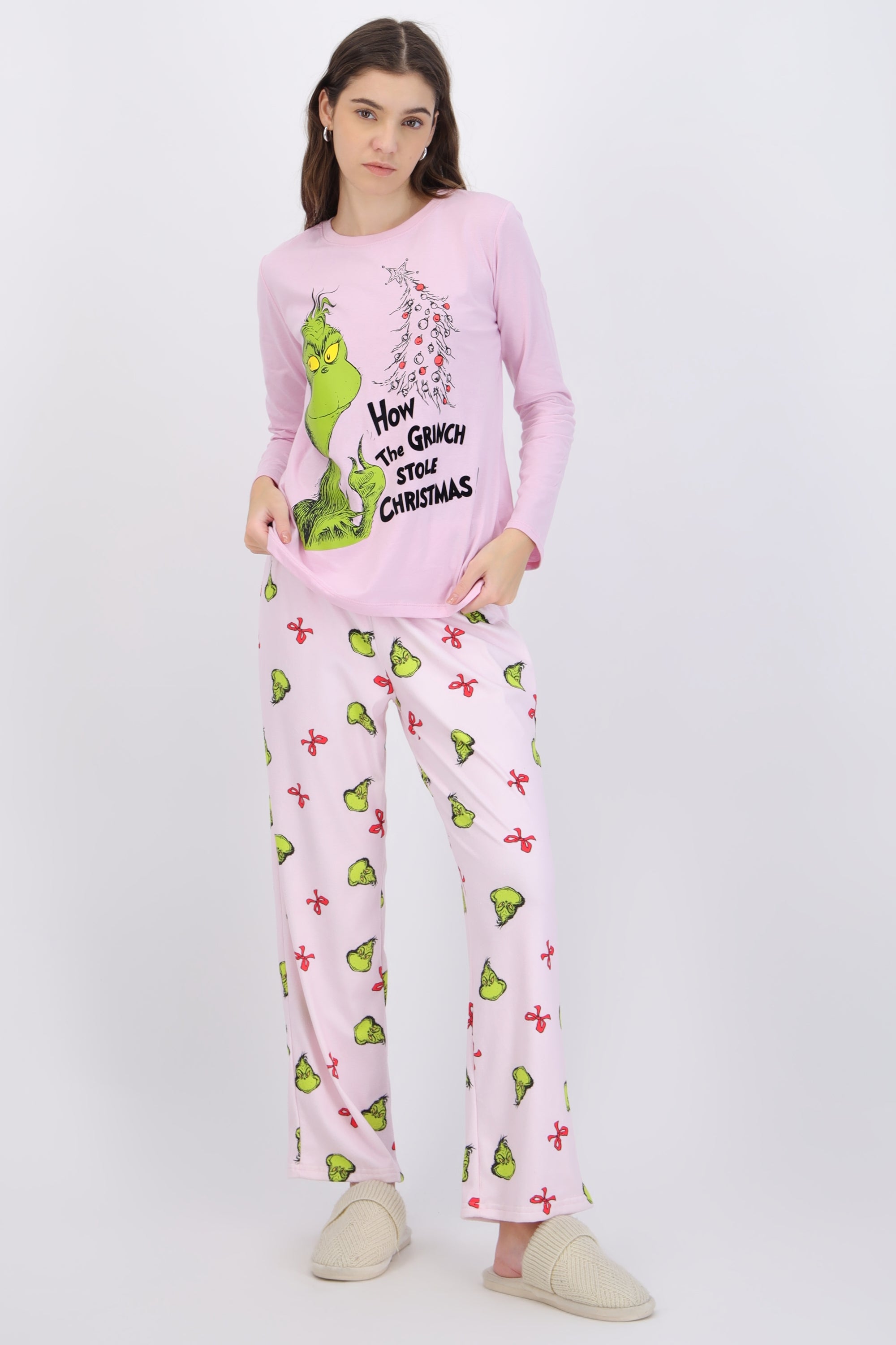 Pijama manga larga grinch arbol