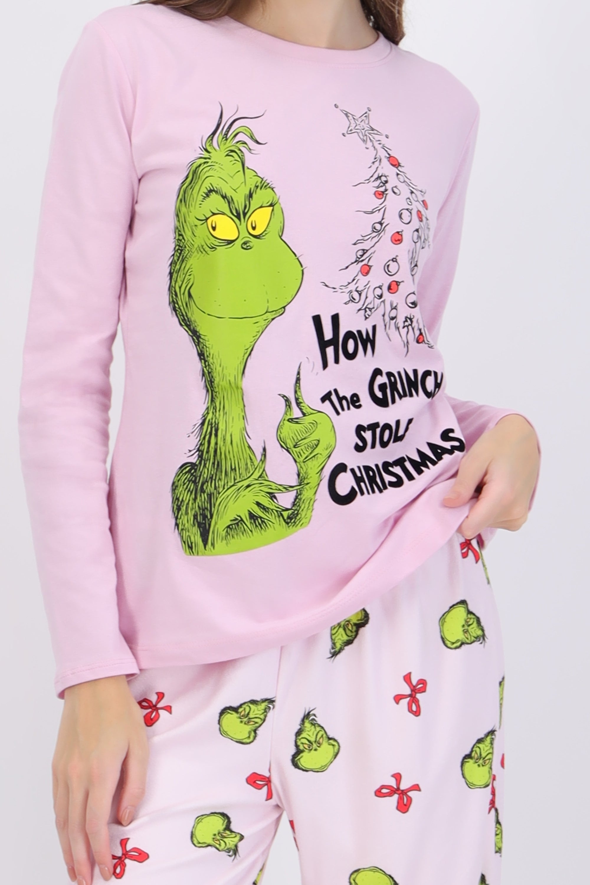 Pijama manga larga grinch arbol