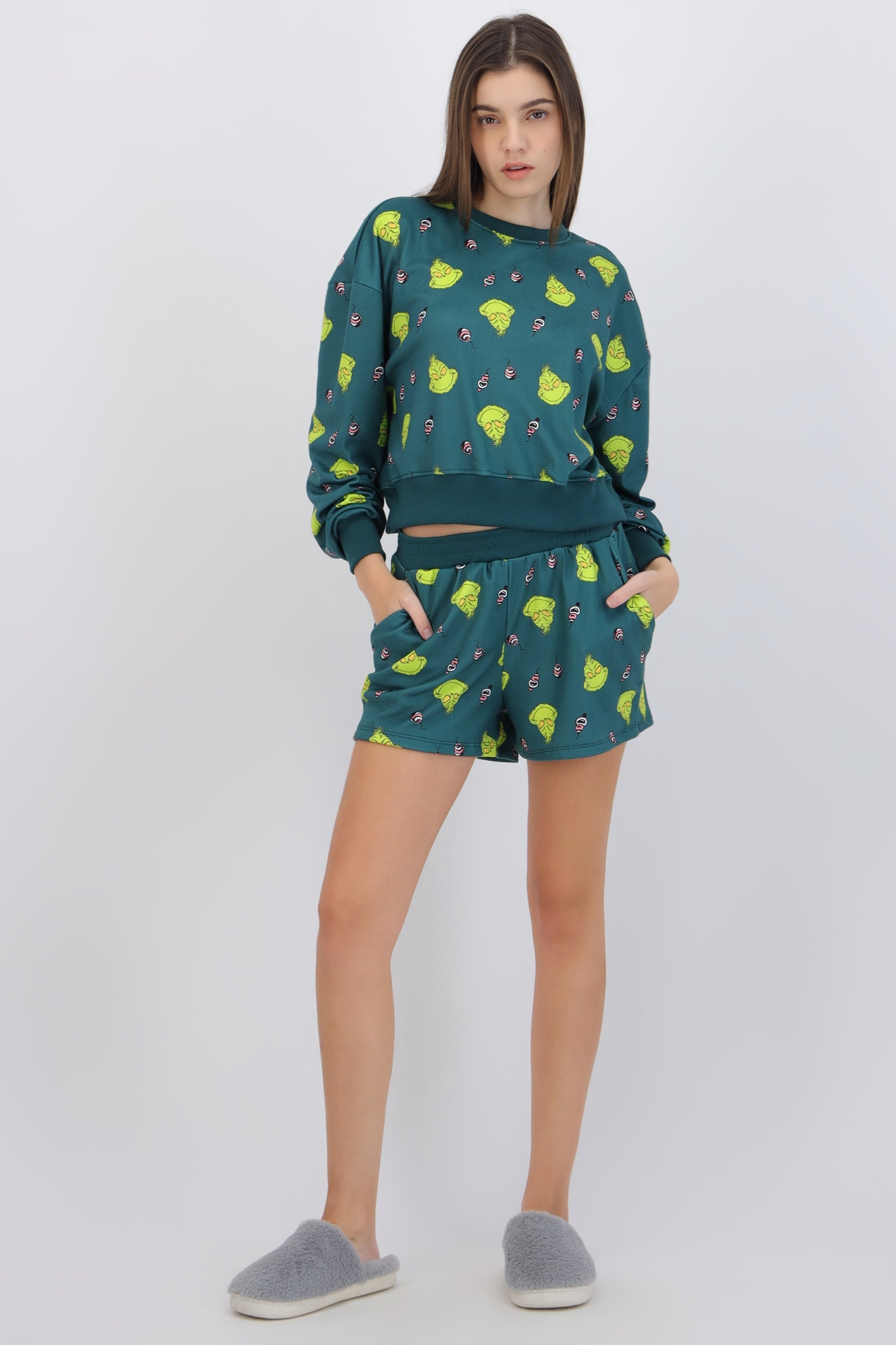 Pijama short sudadera full print grinch