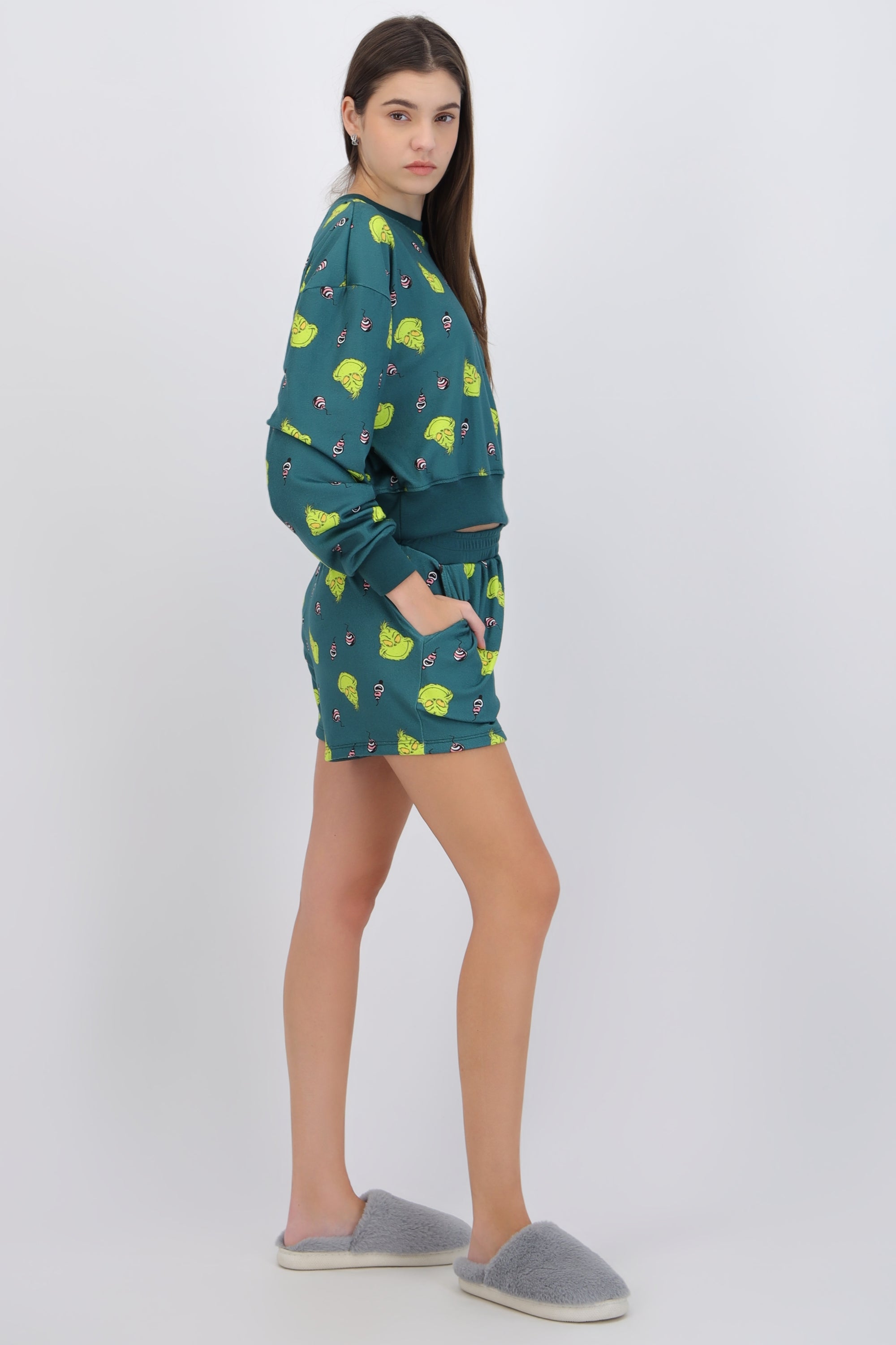 Pijama short sudadera full print grinch