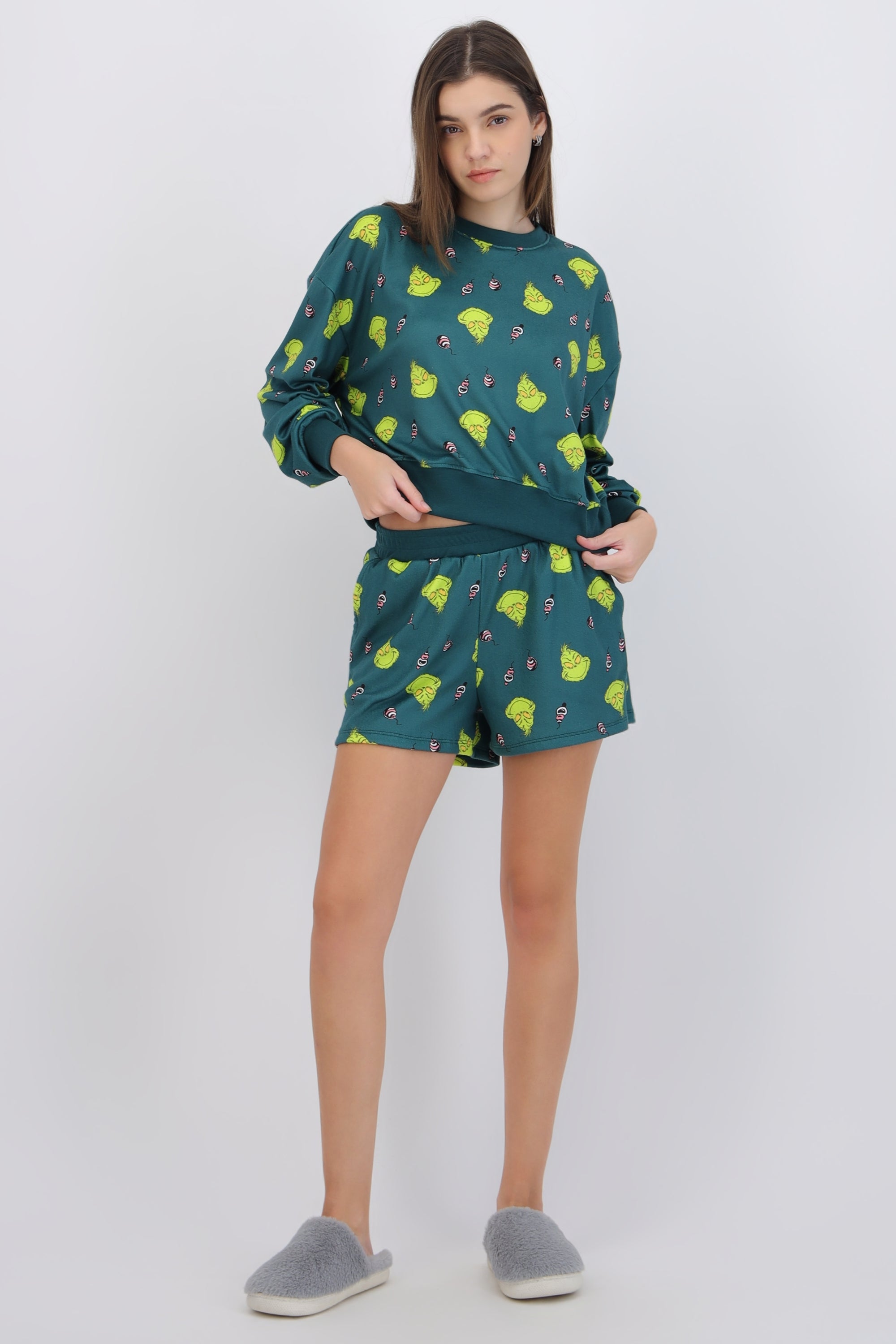 Pijama short sudadera full print grinch