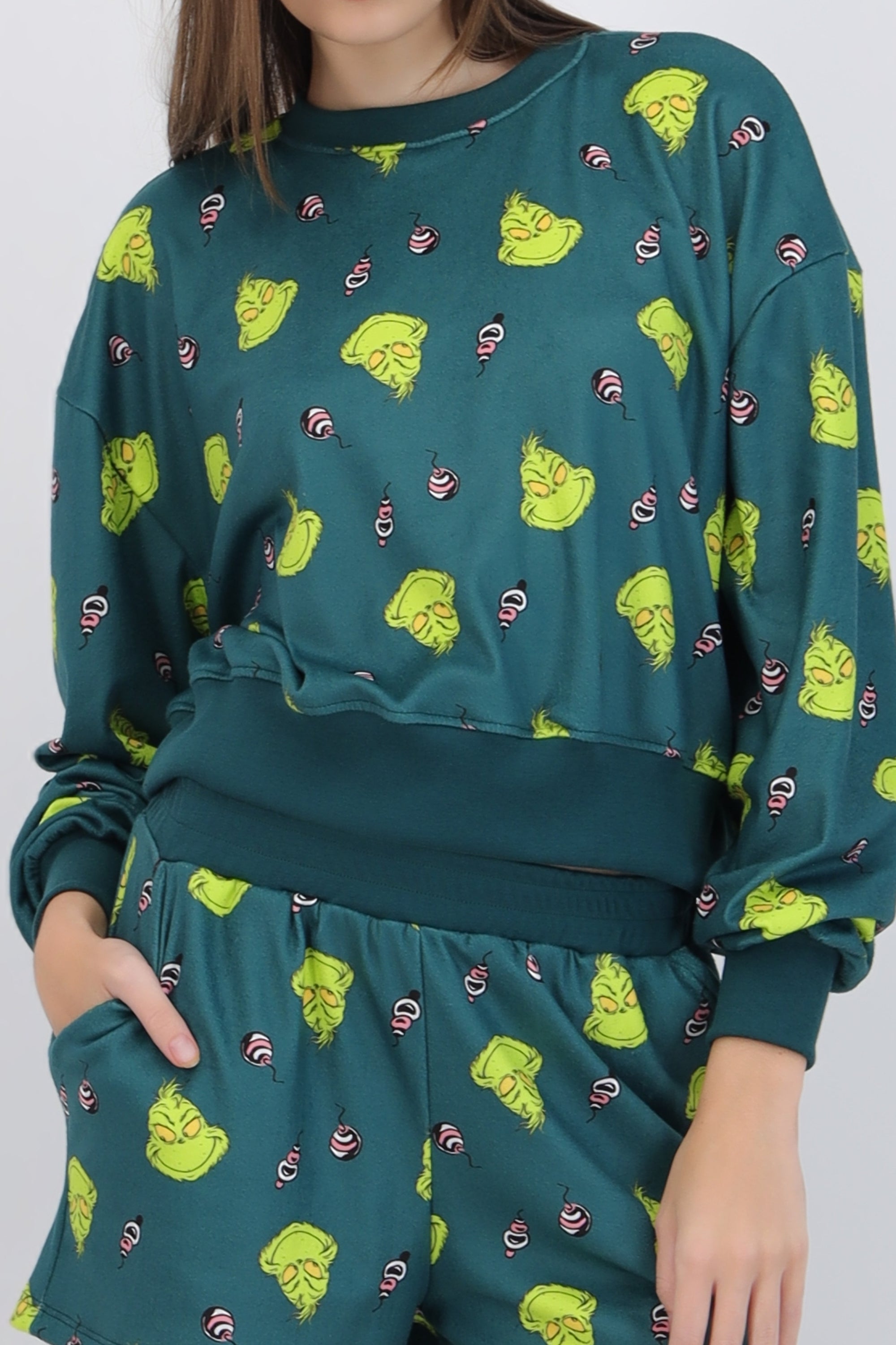 Pijama short sudadera full print grinch