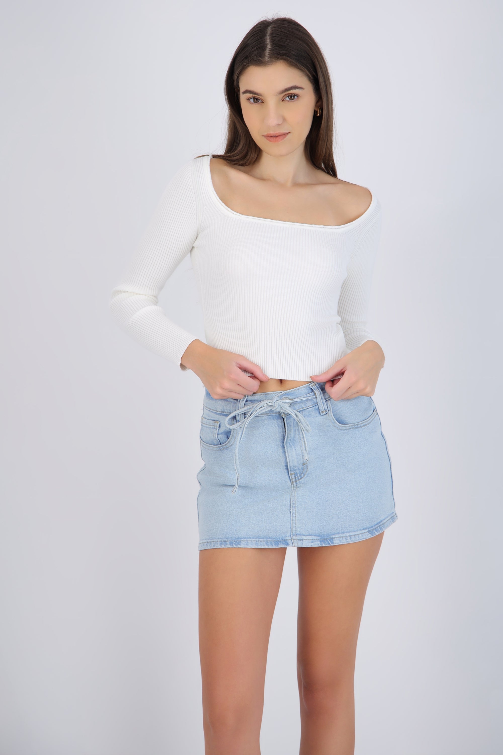 Top tejido escote espalda manga larga