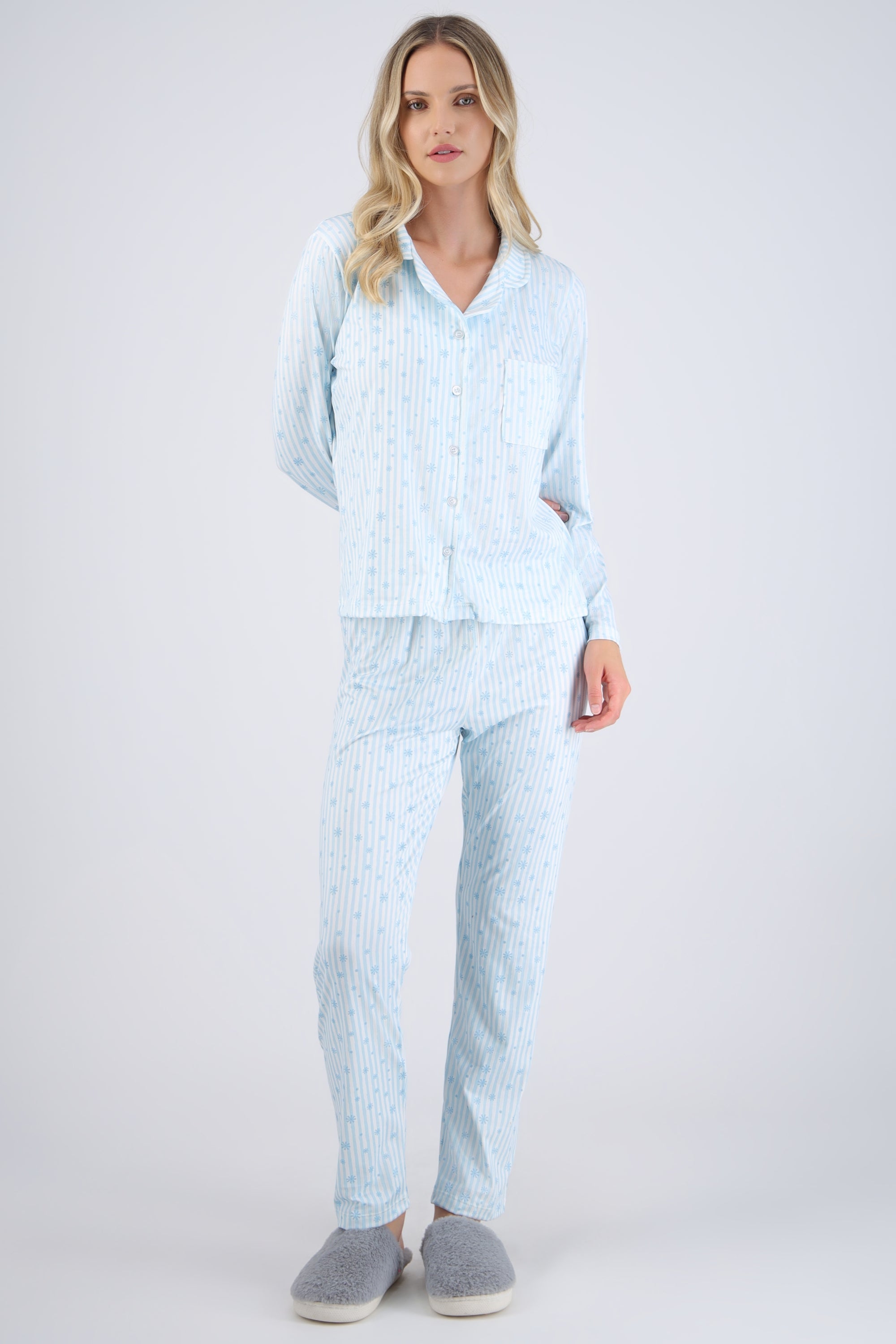 Pijama rayas estampado navideño