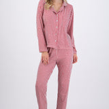 Pijama rayas estampado navideño