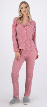 Pijama rayas estampado navideño