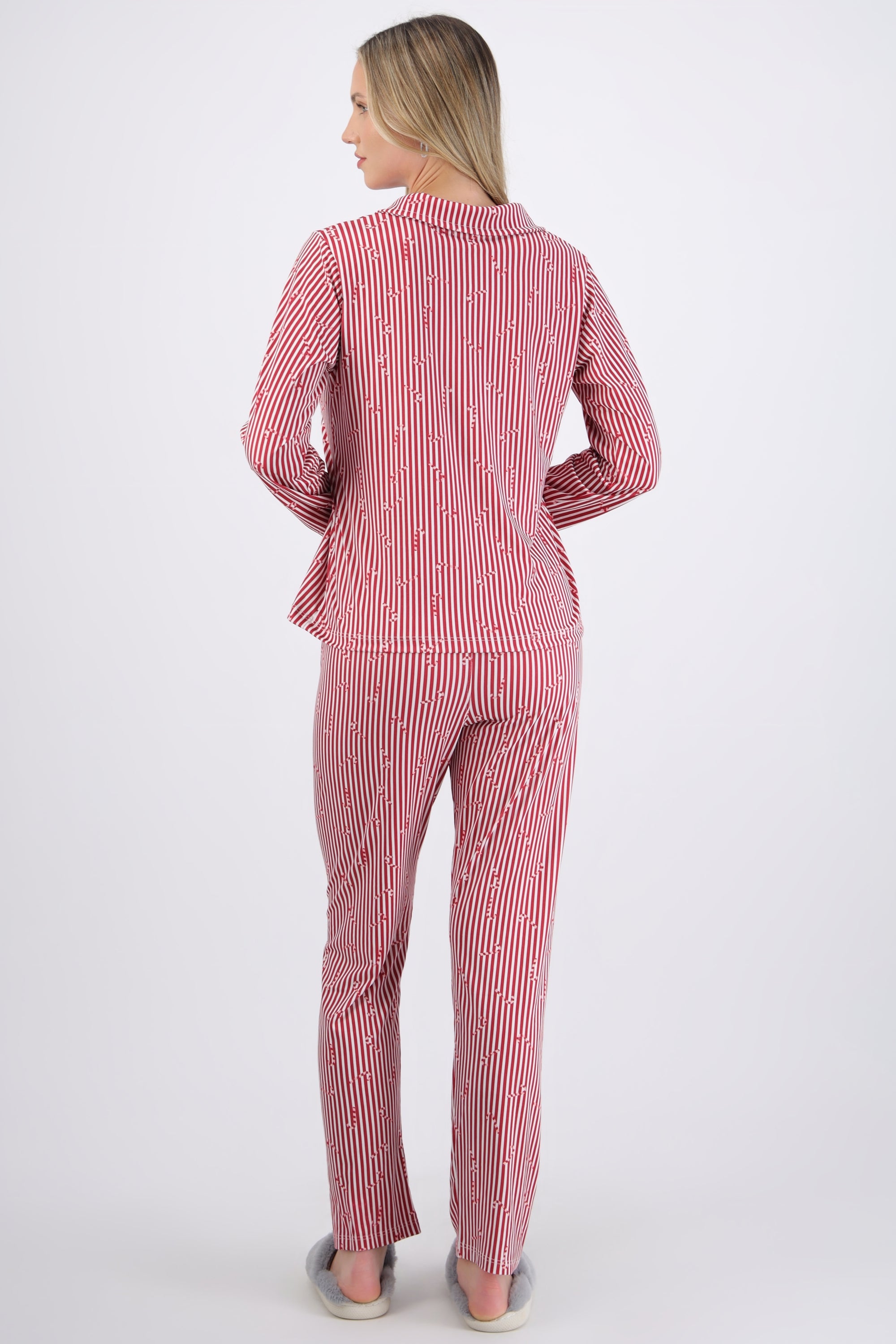 Pijama rayas estampado navideño