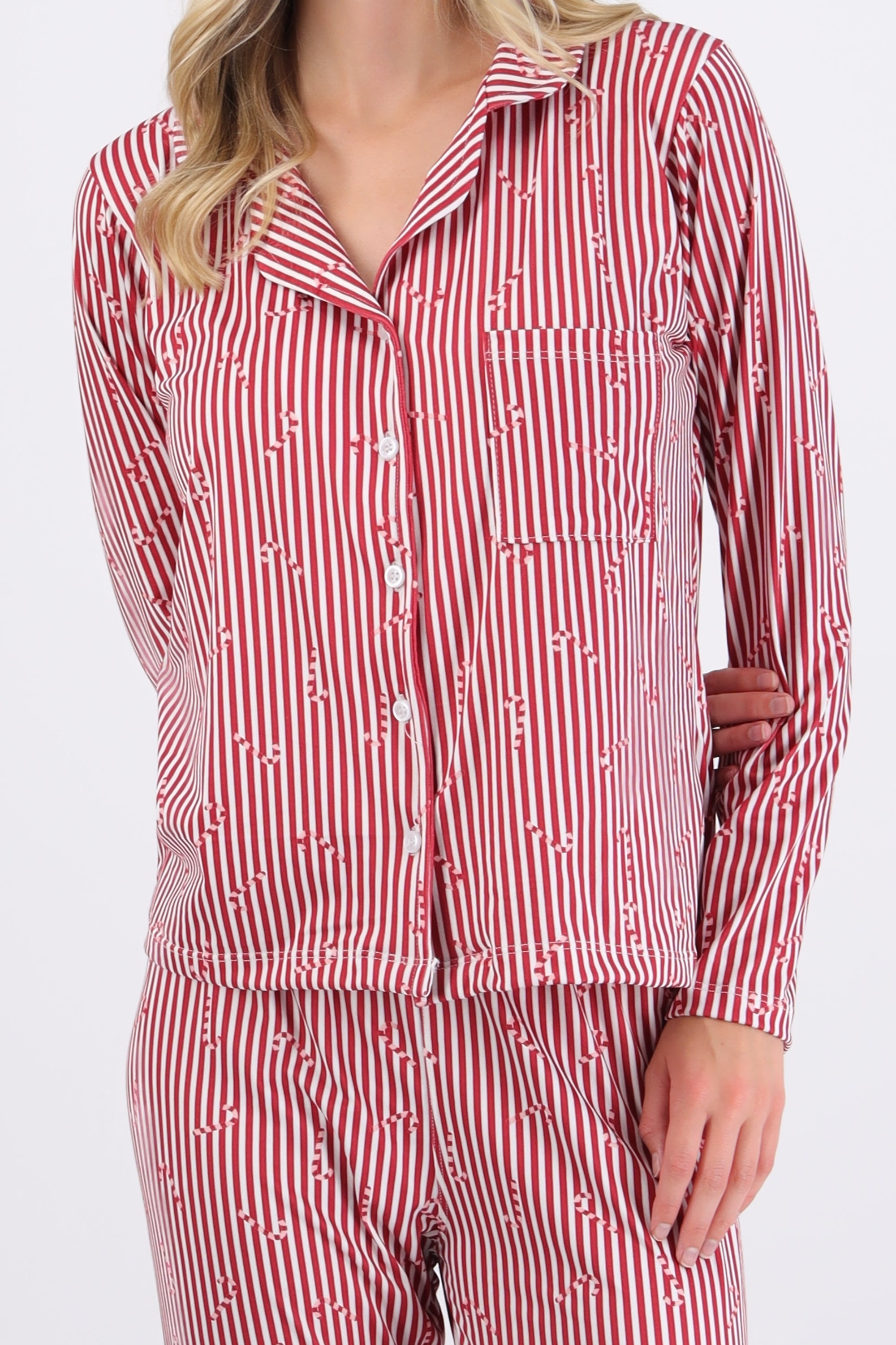 Pijama rayas estampado navideño