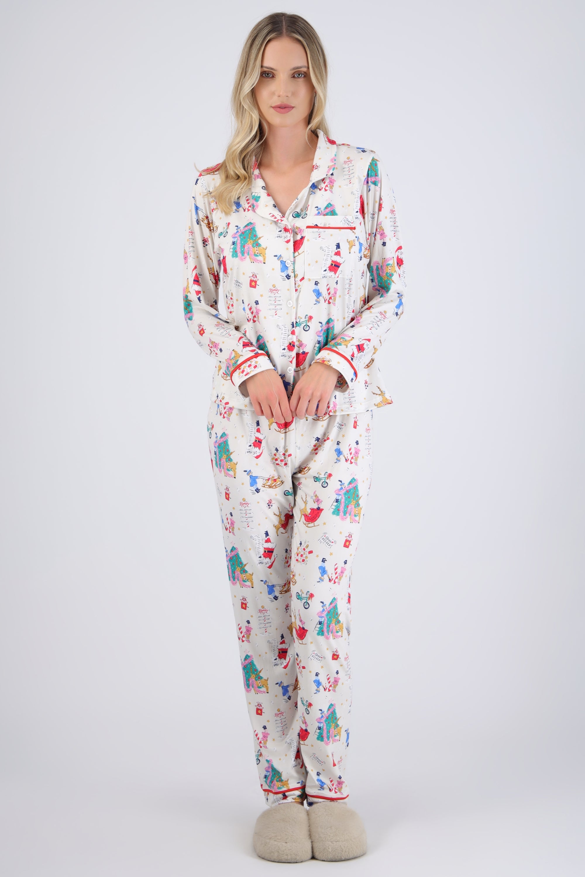 Pijama estampado navideño