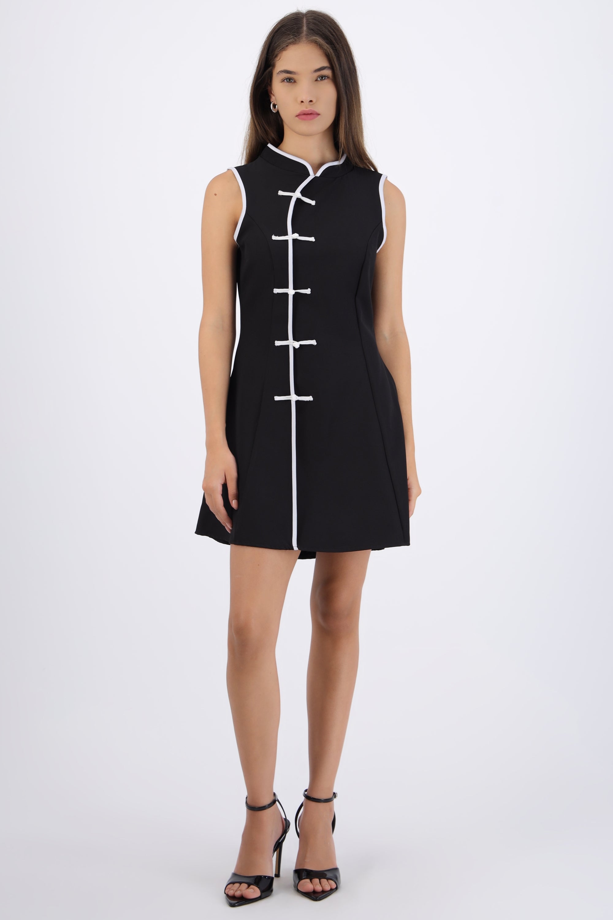 Vestido mini alamares NEGRO BLANCO