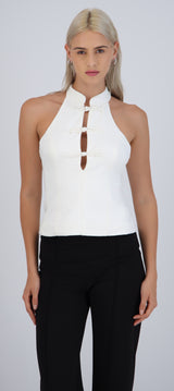 Top halter detalle botones tipo chino