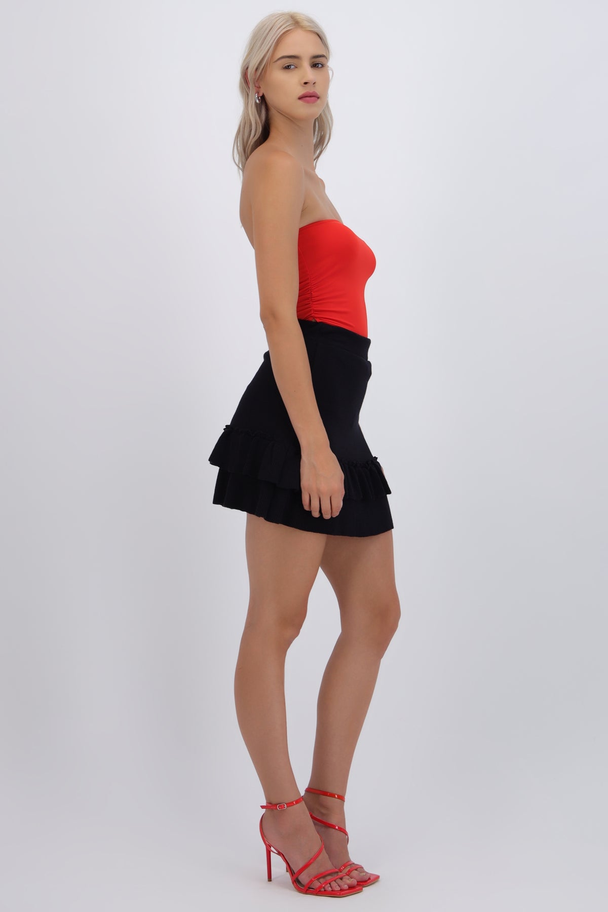 Falda mini doble olán tejida NEGRO