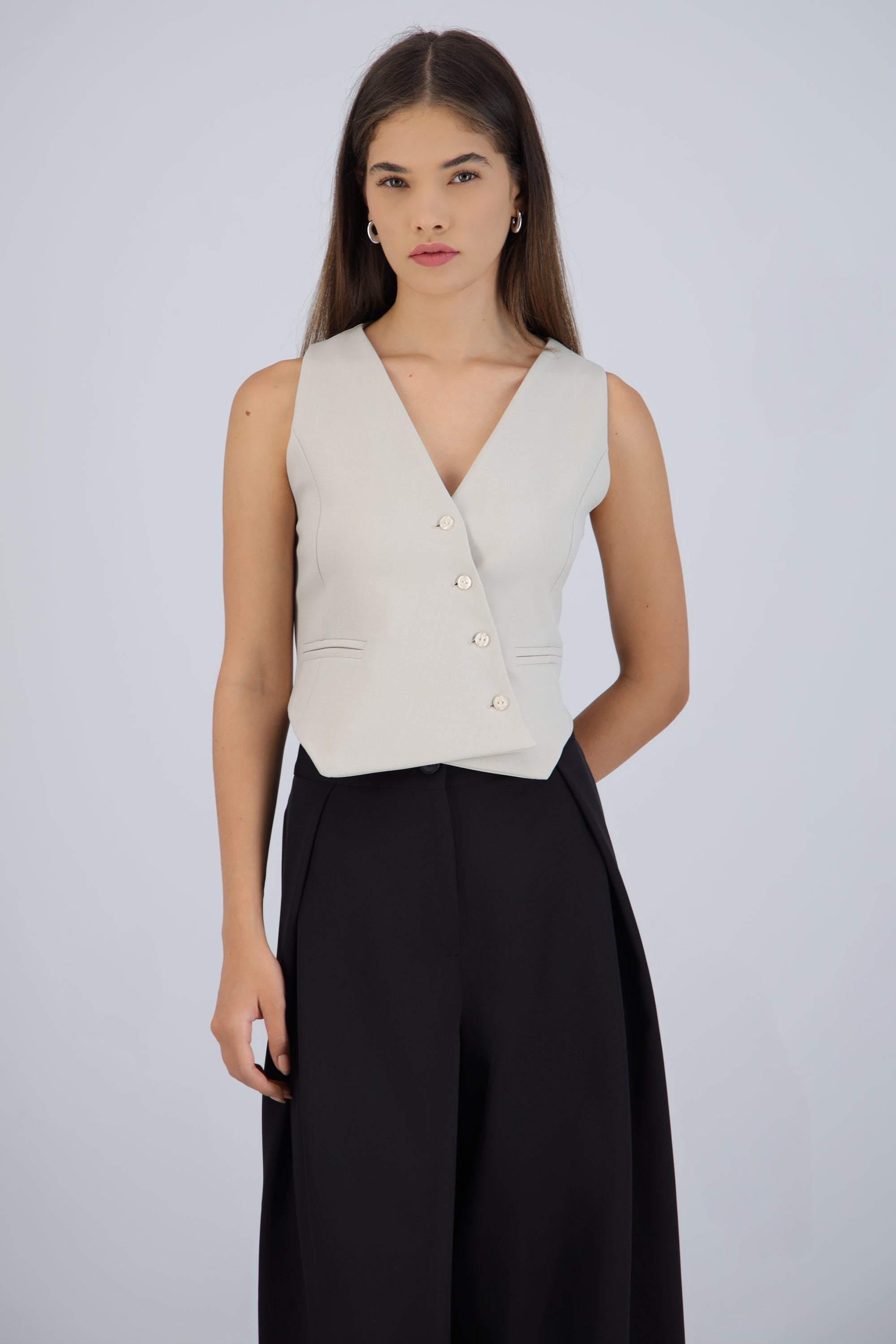 Chaleco cruzado bolsas BEIGE