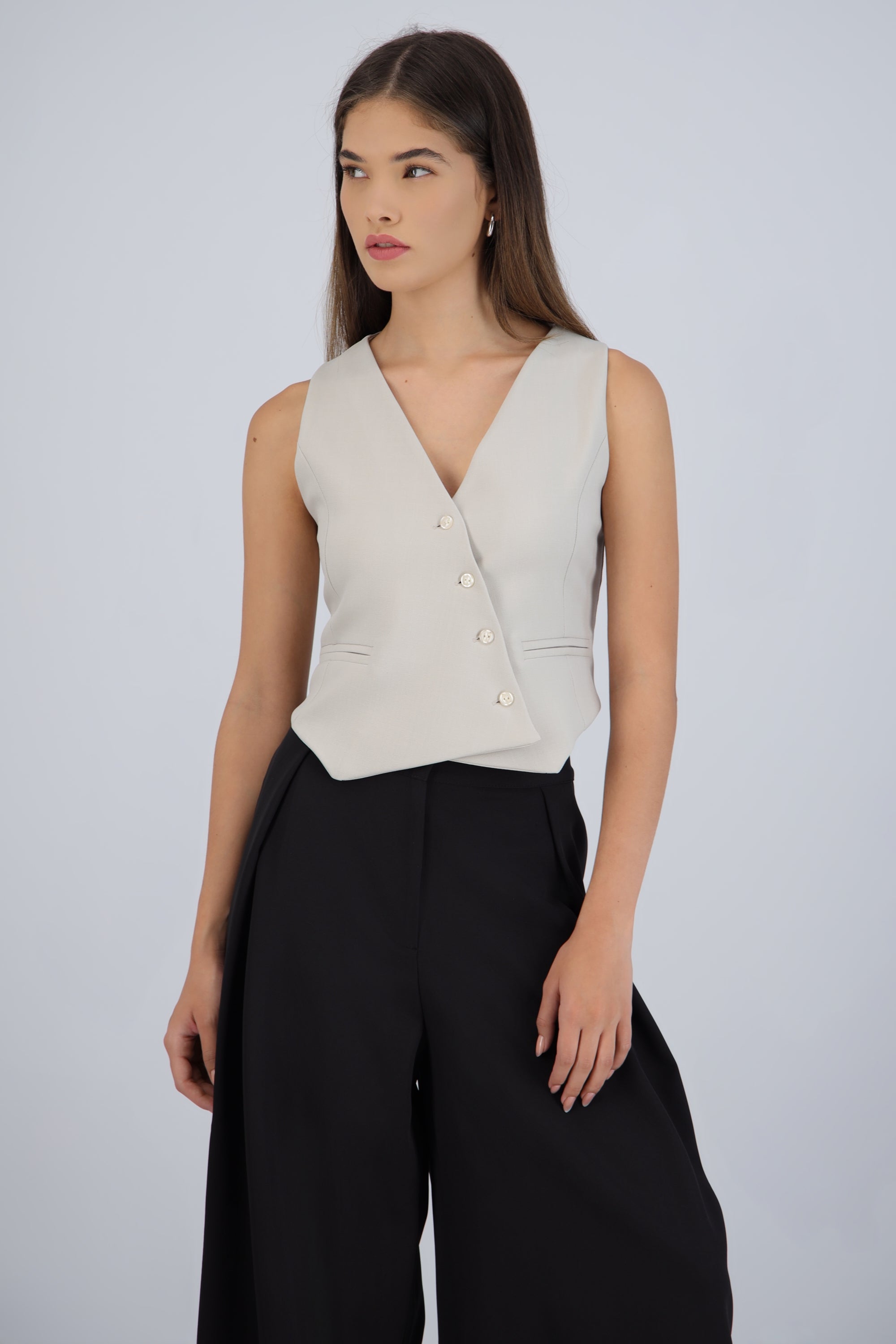 Chaleco cruzado bolsas BEIGE