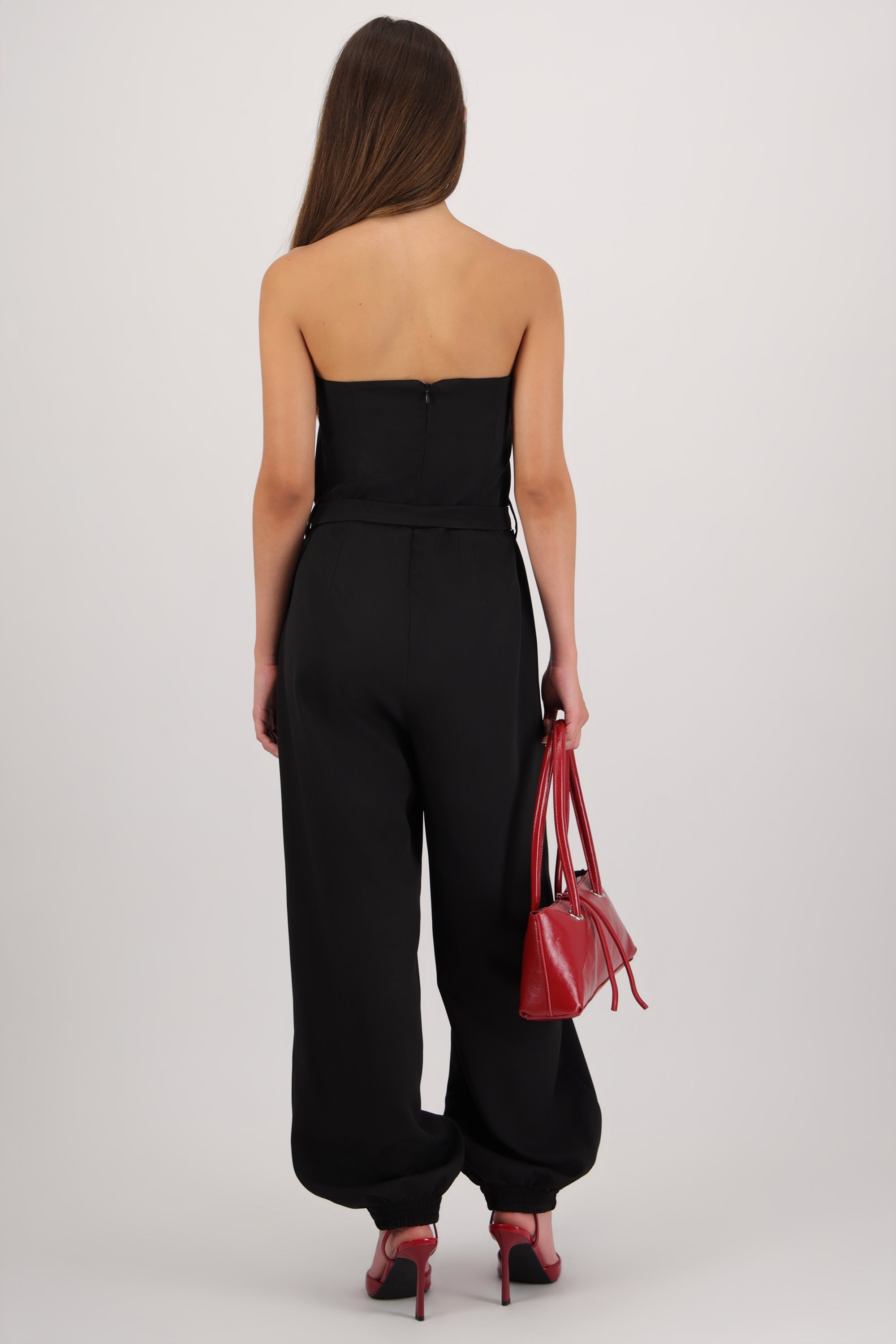 Jumpsuit strapless detalle globo NEGRO