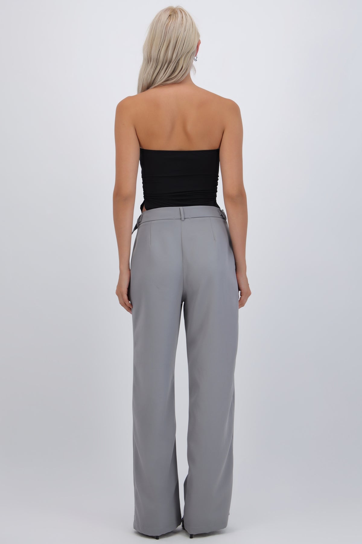 Pantalón sastreado detalle ajustadores GRIS OBSCURO