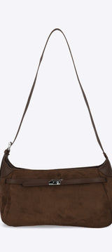 Bolsa baguette hebilla suede