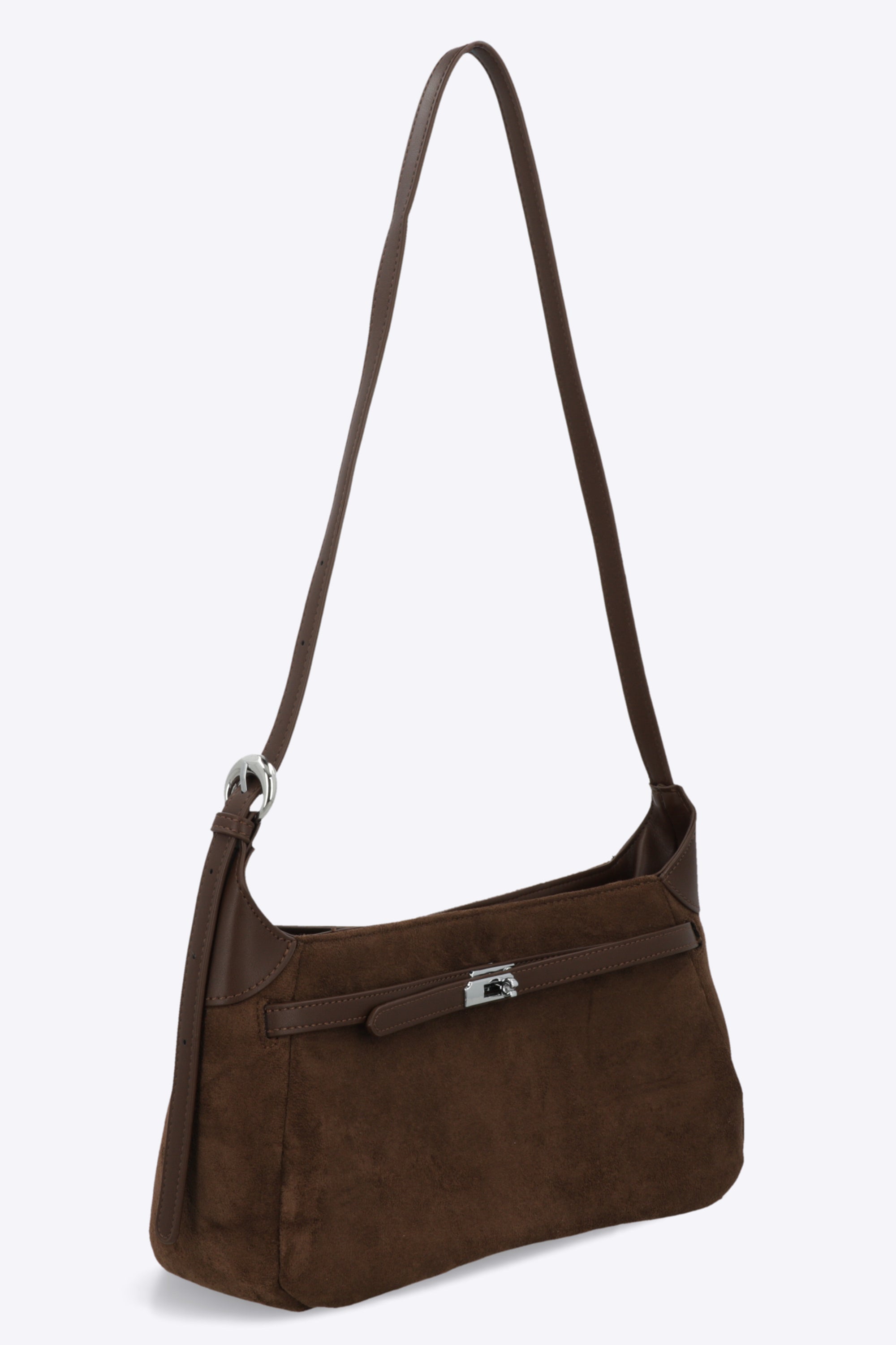 Bolsa baguette hebilla suede