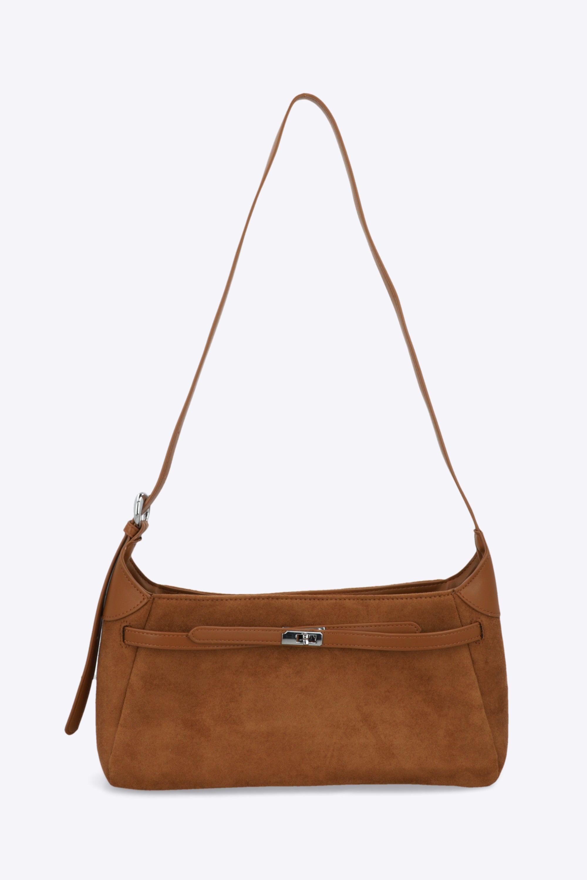Bolsa baguette hebilla suede