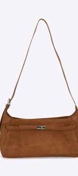 Bolsa baguette hebilla suede