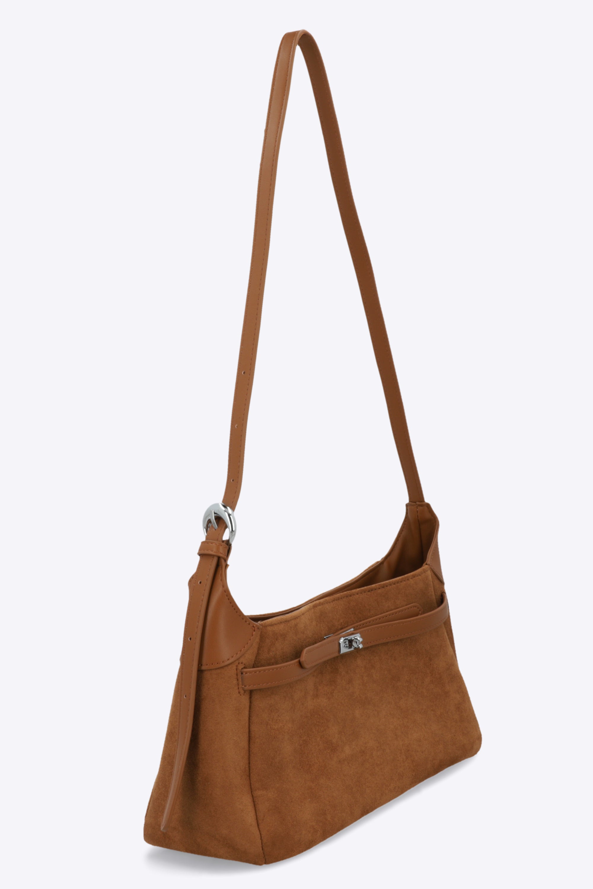 Bolsa baguette hebilla suede