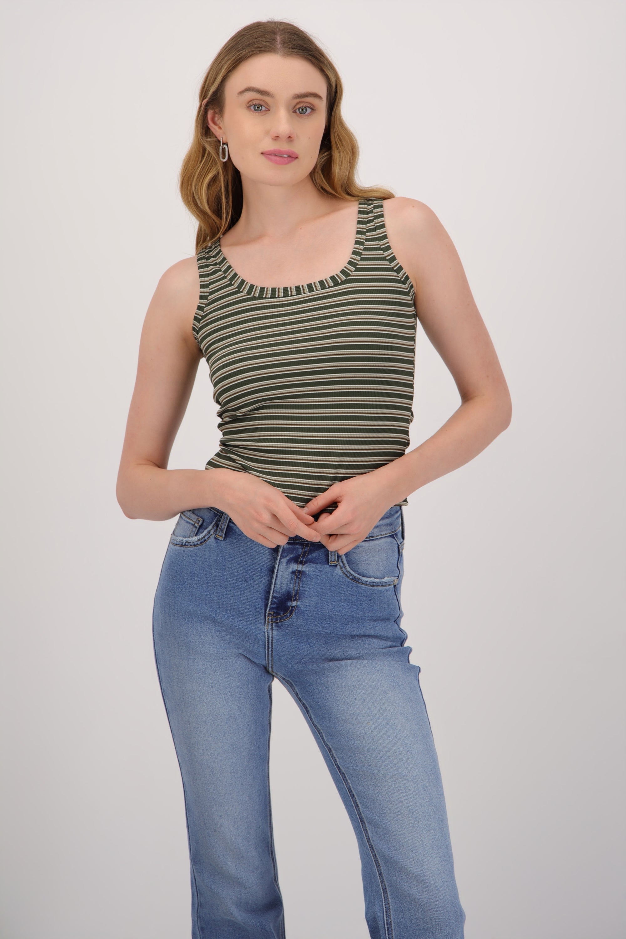 Top tirantes rayado VERDE COMBO