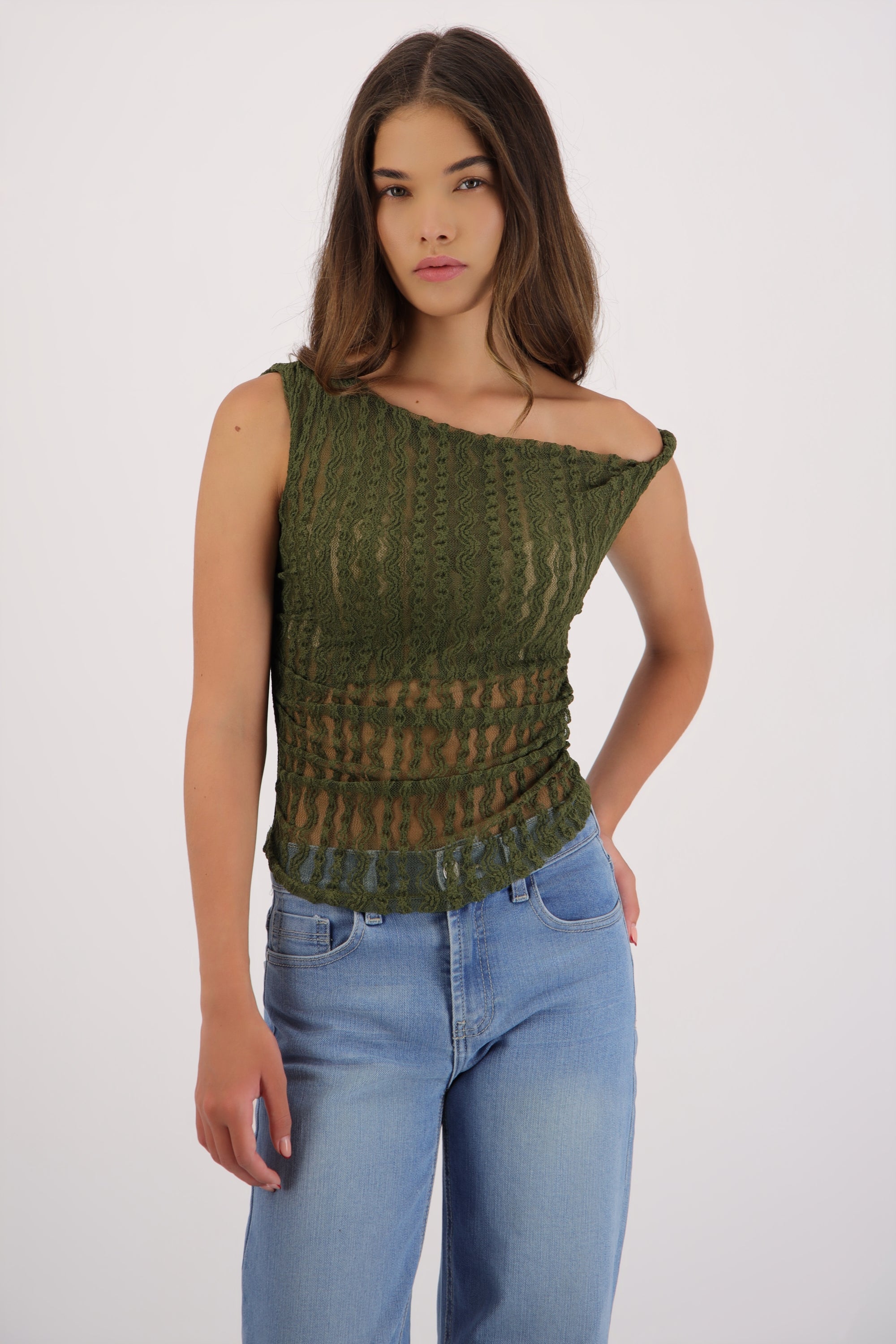Top drapeado detalle tirante OLIVO