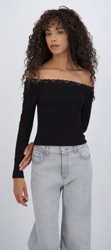 Top off shoulder detalle encaje