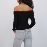 Top off shoulder detalle encaje